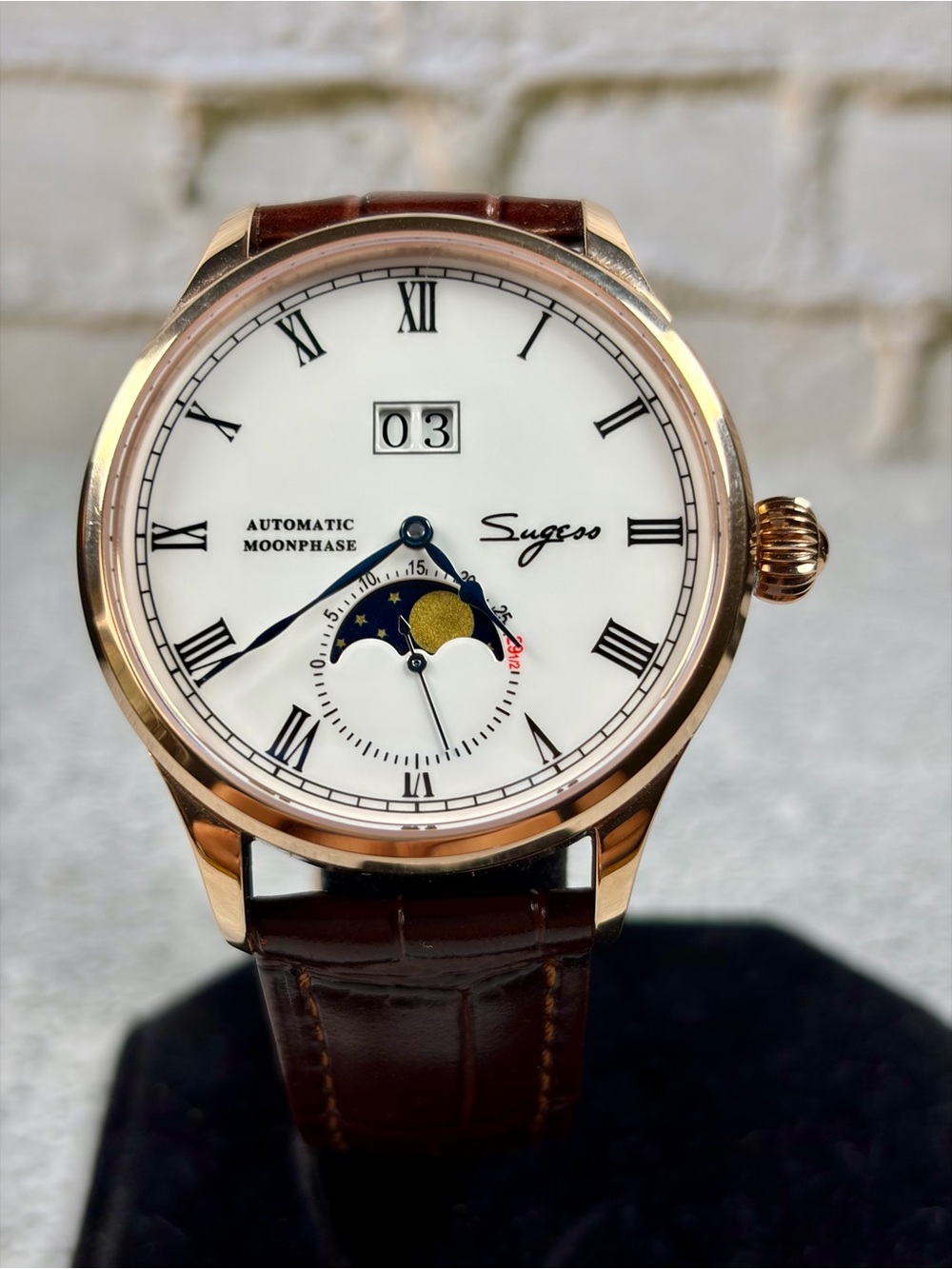 Sugess SU2528GW Automatic Moonphase Sapphire Enamel Dial 41mm Watch